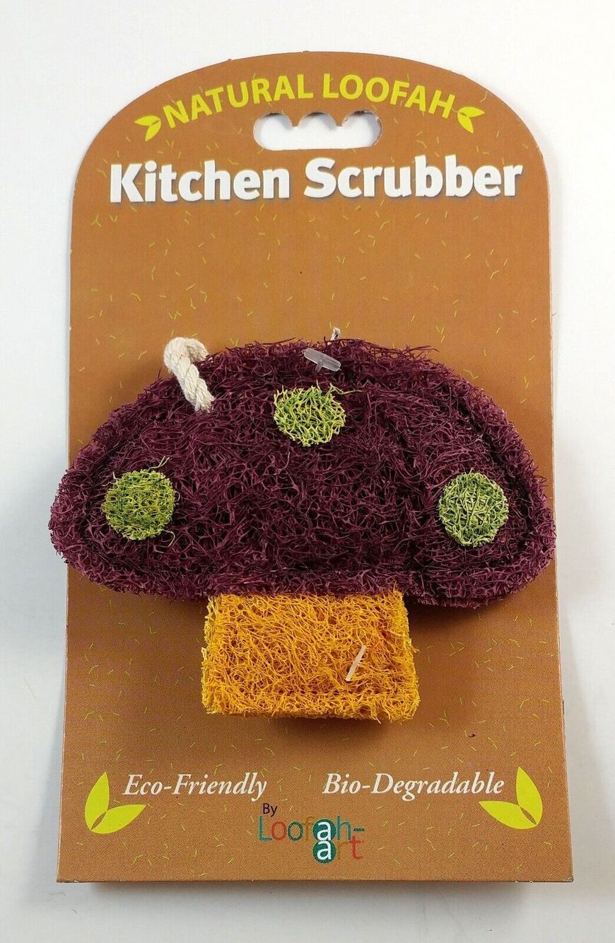 Kitchen Scrubber Pad 100% Natural Loofah, Eco-Friendly, Biodegradable, Mushroom
